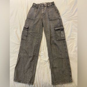 Garage Denim-Wash Grey Straight-Leg Cargo Jean
